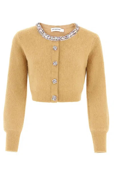 Self-portrait Alpaca Cardigan In Yellow