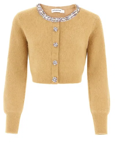 Self-portrait Self Portrait Alpaca Cardigan In Brown