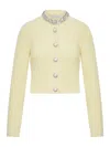 Self-portrait Crystal-embellished Cable-knit Cardigan In Yellow