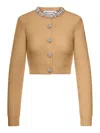 Self-portrait Brown Embellished Trim Cardigan Clothing In Brown