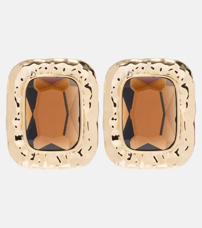 Self-portrait Amber Gold-plated Earrings In Brown