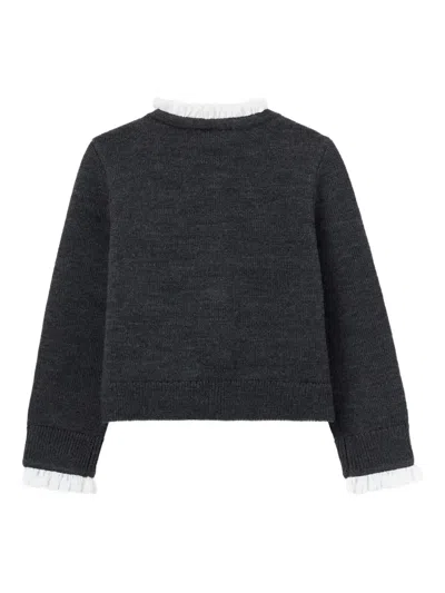 Self-portrait Argyle-pattern Cardigan In Gray