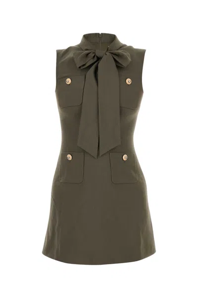 Self-portrait Army Green Stretch Polyester Blend Mini Dress