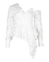 Self-portrait Asymmetric Eyelet Top In White Cotton In White