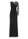 Self-portrait Self Portrait Black Rhinestone Mesh And Lace Maxi Dress In Black