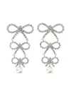 Self-portrait Tiered Crystal Bow Earrings In Metallic
