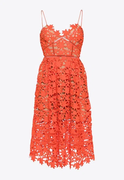 SELF-PORTRAIT AZAELEA FLORAL-LACE MIDI DRESS