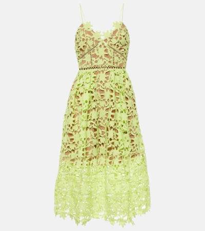 Self-portrait Azaelea Lace Midi Dress In Green