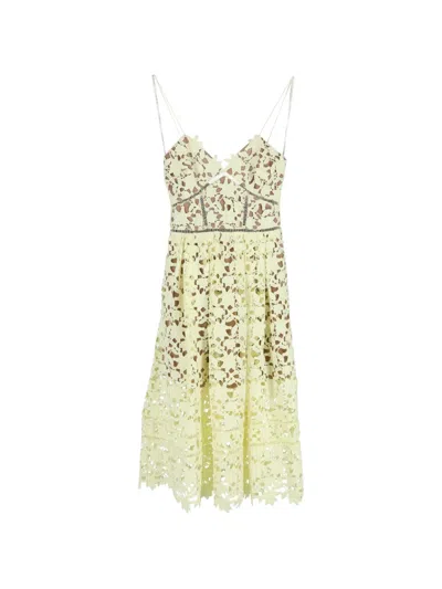 Pre-owned Self-portrait Azaelea Lace Midi Dress In Neutral