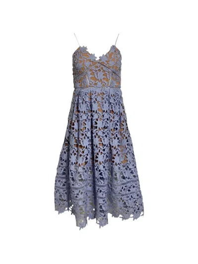 Pre-owned Self-portrait Azaelea Lace Midi Dress In Purple