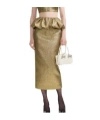 Self-portrait Women's Metallic Jacquard Midi Skirt In Brown