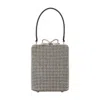 Self-portrait Structured Rhinestone Mini Bag With Top Handle In Silver