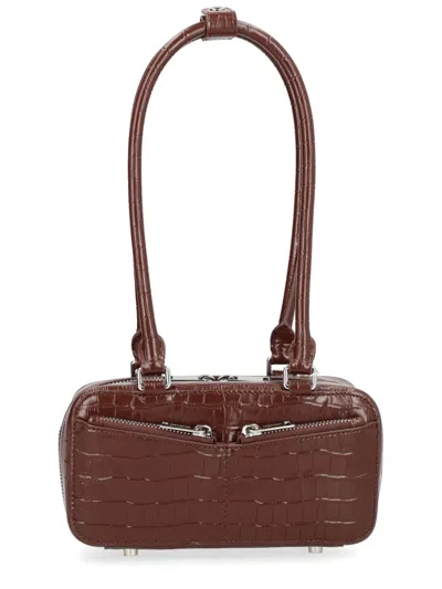 Self-portrait Bag With Crocodile Effect In Brown