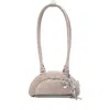 Self-portrait Self Portrait Women Suede Mini Shoulder Bag In Gray
