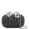 Self-portrait Knitted Clutch With Silver-tone Crystal Bow In Blue
