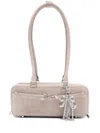 Self-portrait Baguette Shoulder Bag With Charm In Gray
