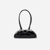 Self-portrait Black Leather Curved Shoulder Bag In Black