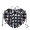 Self-portrait Multicolor Heart Shaped Clutch With Pearl Embellishments And Bow Detail In Tech Fabric Woman In Multi