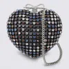 Self-portrait Multicolor Heart Shaped Clutch With Pearl Embellishments And Bow Detail In Tech Fabric Woman In Multi