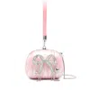 Self-portrait Bow Crystal-embellished Pearlescent Clutch In Pink