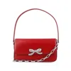 Self-portrait Leather Bow Baguette Shoulder Bag In Red