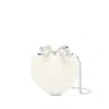Self-portrait Womens Cream Heart Leather And Faux-pearl Clutch Bag In White
