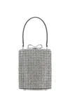 Self-portrait Crystal-embellished Fishnet Top Handle Bag In Gray