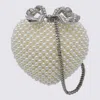 Self-portrait Womens Cream Heart Leather And Faux-pearl Clutch Bag In White