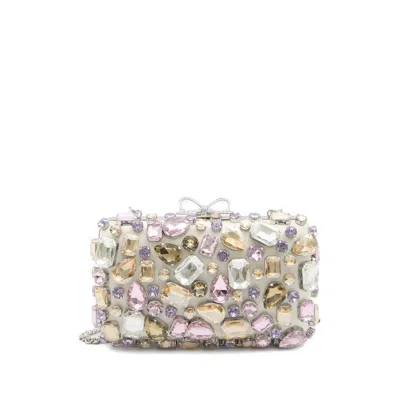 Self-portrait Mini Embellished Clutch With Signature Bow In Multi