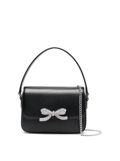 Self-portrait Women's Baguette Micro Leather Shoulder Bag In Black