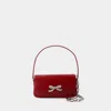 Self-portrait Leather Bow Baguette Shoulder Bag In Burgundy