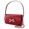 Self-portrait Leather Bow Baguette Shoulder Bag In Red
