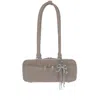 Self-portrait Baguette Shoulder Bag In Suede With Dual Handles In Brown