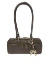 Self-portrait Baguette Shoulder Bag Whith Charm In Brown