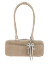Self-portrait Baguette Shoulder Bag With Charm In Gray