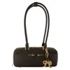 Self-portrait Baguette With Charm Shoulder Bag - Self Portrait - Leather - Brown In Black