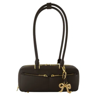 Self-portrait Baguette With Charm Shoulder Bag - Self Portrait - Leather - Brown In Black