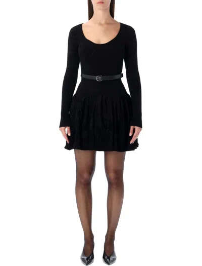 Self-portrait Ballerina Mini Dress In Black