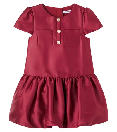 Self-portrait Kids' Balloon Taffeta Dress In Burgundy