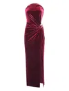 Self-portrait Velvet Bandeau Long Dress In Red