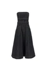 Self-portrait Indigo Denim Bandeau Midi Dress Dresses Blue In Black