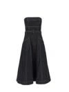 Self-portrait Denim Bandeau Midi Dress In Black