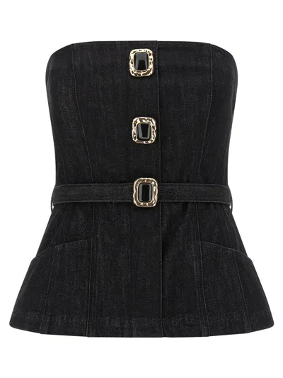 Self-portrait Bandeau Top In Black