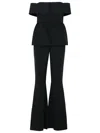 Self-portrait Black Crepe Off Shoulder Jumpsuit Black In Black