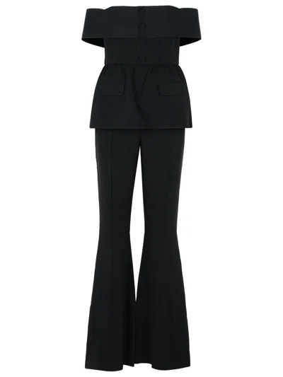 Self-portrait Self Portrait 'bardorot' Jumpsuit In Black Acetate Blend Women
