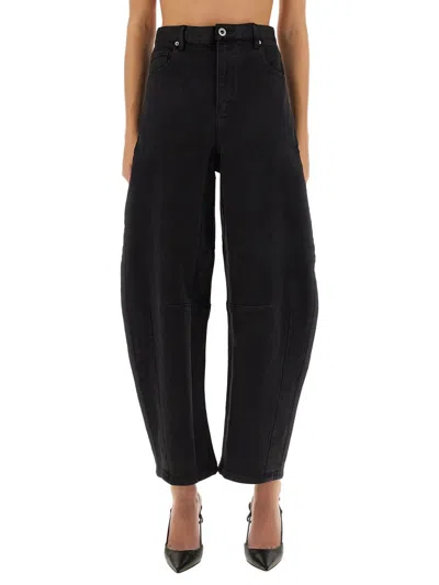 Self-portrait Barrel Leg Jeans In Black