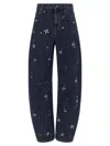 Self-portrait Self Portrait Blue Embellished Barrel Leg Jeans In Blue
