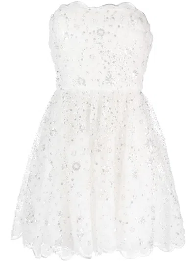 SELF-PORTRAIT BEAD-EMBELLISHED STRAPLESS MINIDRESS