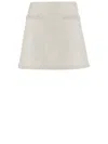 Self-portrait Cream Boucle Pearl Trim Mini Skirt In White