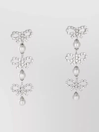 Self-portrait Beaded Bow Brass Crystal Drop Pearl